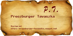 Preszburger Tavaszka névjegykártya